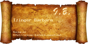 Izinger Barbara névjegykártya